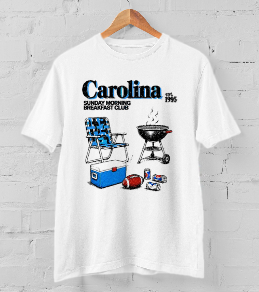 Carolina Sunday Morning Breakfast Club Football Tailgate Game Day Chair BBQ Cooler T-Shirt