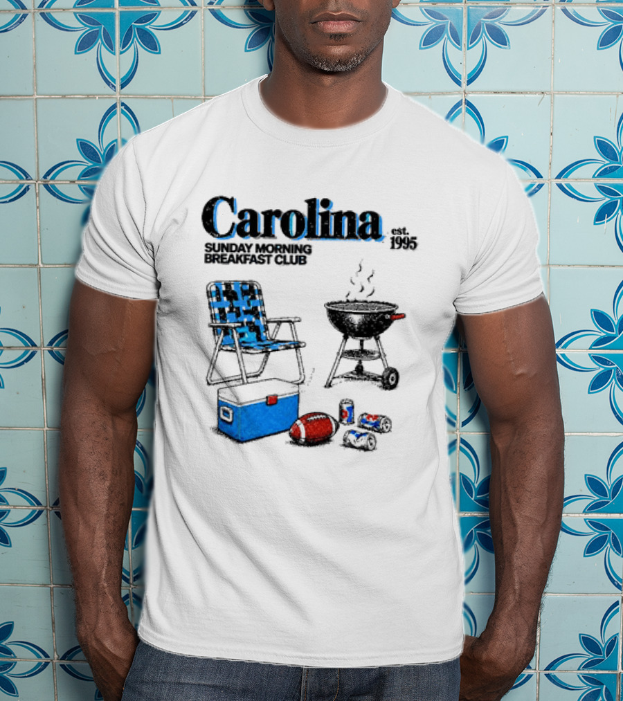 Carolina Sunday Morning Breakfast Club Football Tailgate Game Day Chair BBQ Cooler T-Shirt