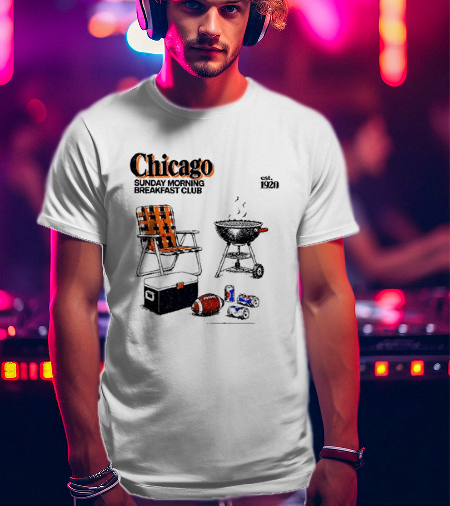 Chicago Sunday Morning Breakfast Club Tailgate Football Game Day Essentials T-Shirt