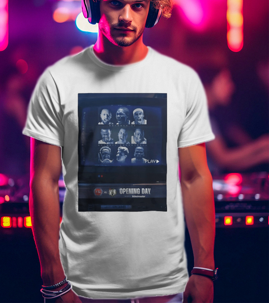 Detroit Pistons Vs Boston Celtics NBA 2026 Opening Day October 20 Ticketmaster CRT TV Play T-Shirt