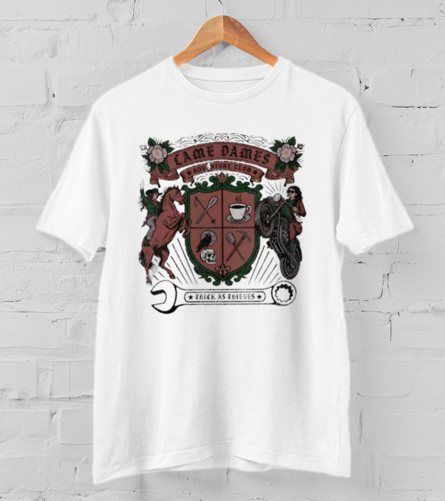 Lame Dames Adventure Club Crest Thick As Thieves T-Shirt