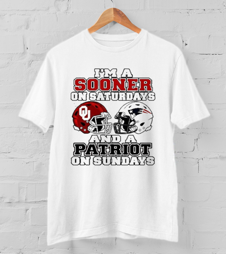 I'm A Sooner On Saturdays And A Patriot On Sundays Football Helmets T-Shirt