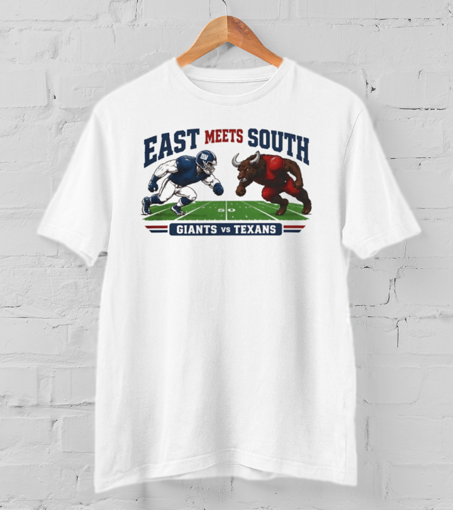 New York Giants Vs Houston Texans East Meets South Football Rivalry Game Day T-Shirt