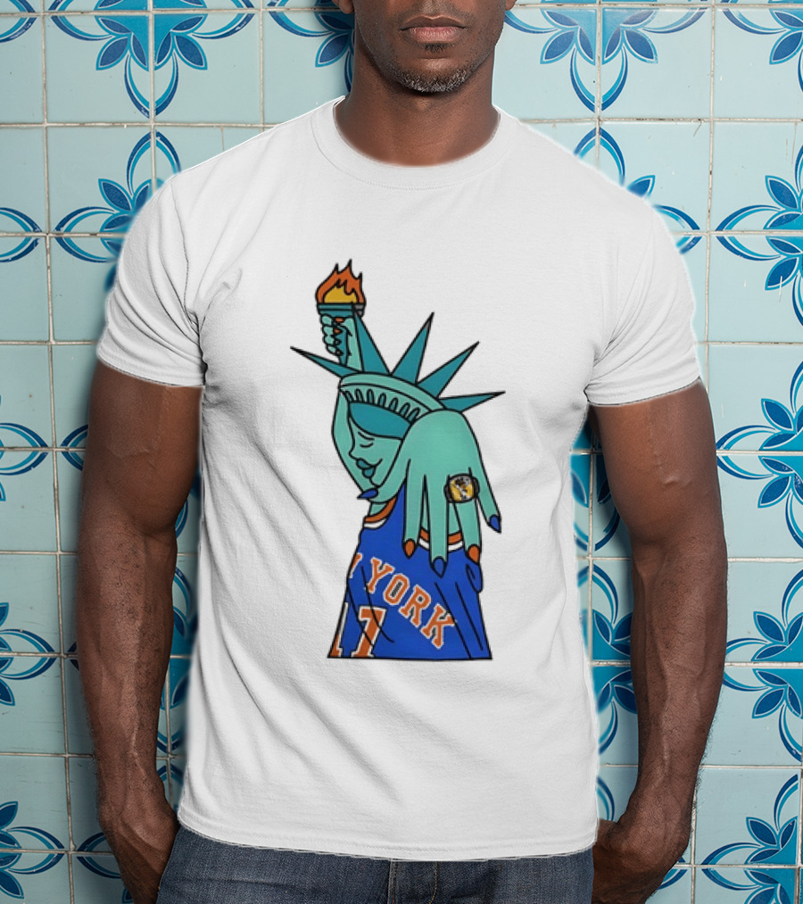 New York Knicks Statue Of Liberty 11 Rings NBA 2026 T-Shirt