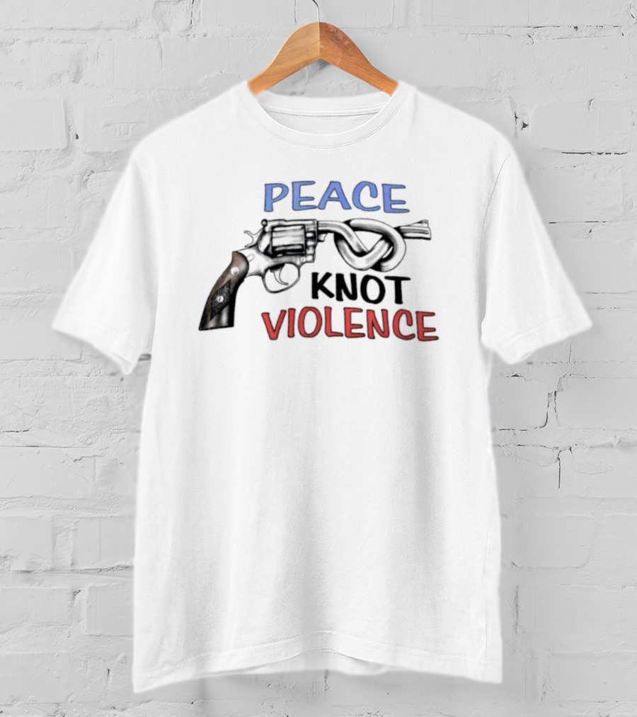 Peace Knot Violence Anti Violence Gun Control Iconic Revolver T-Shirt