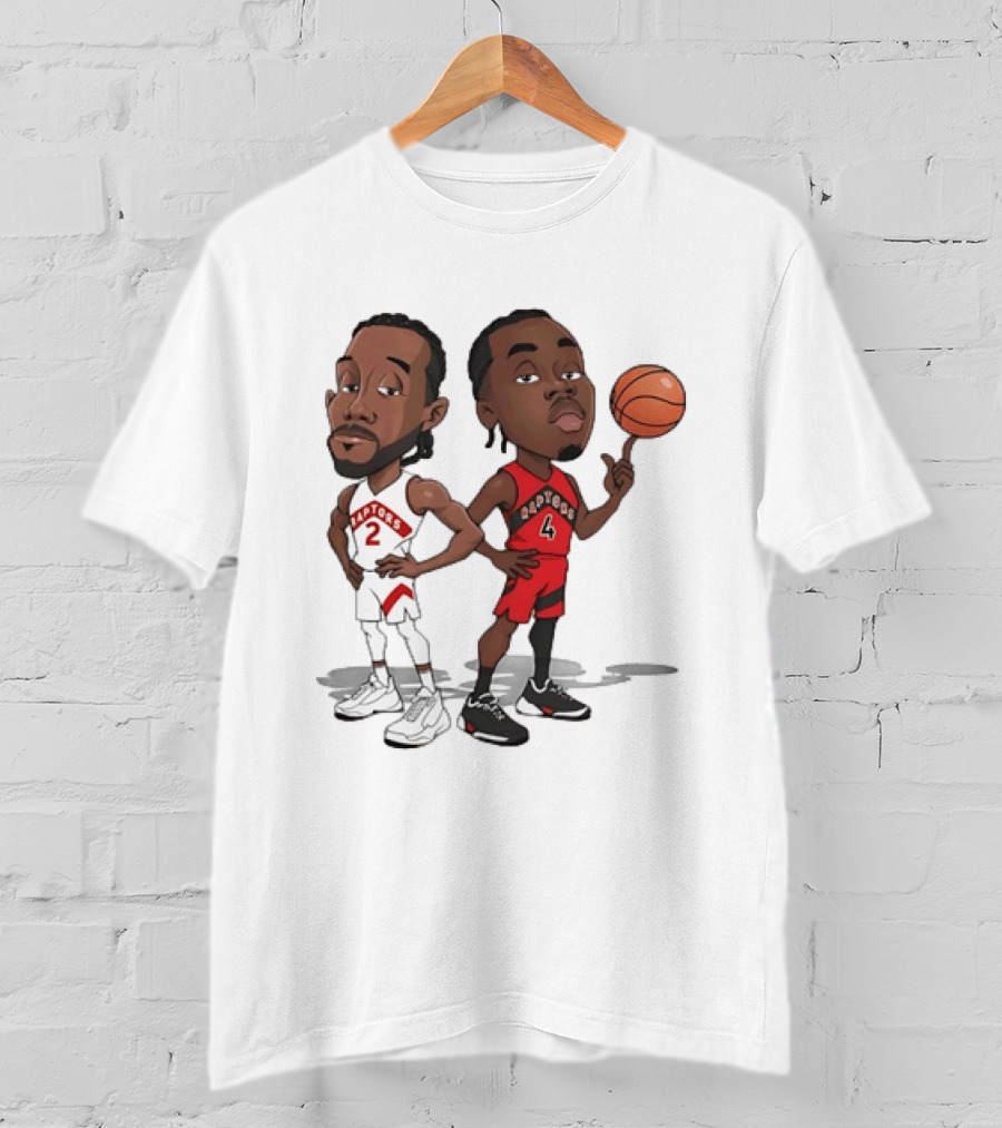 Toronto Raptors 2 Kawhi Leonard 4 Scottie Barnes Caricature Basketball T-Shirt
