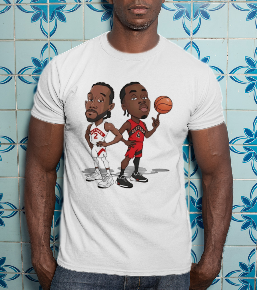 Toronto Raptors 2 Kawhi Leonard 4 Scottie Barnes Caricature Basketball T-Shirt