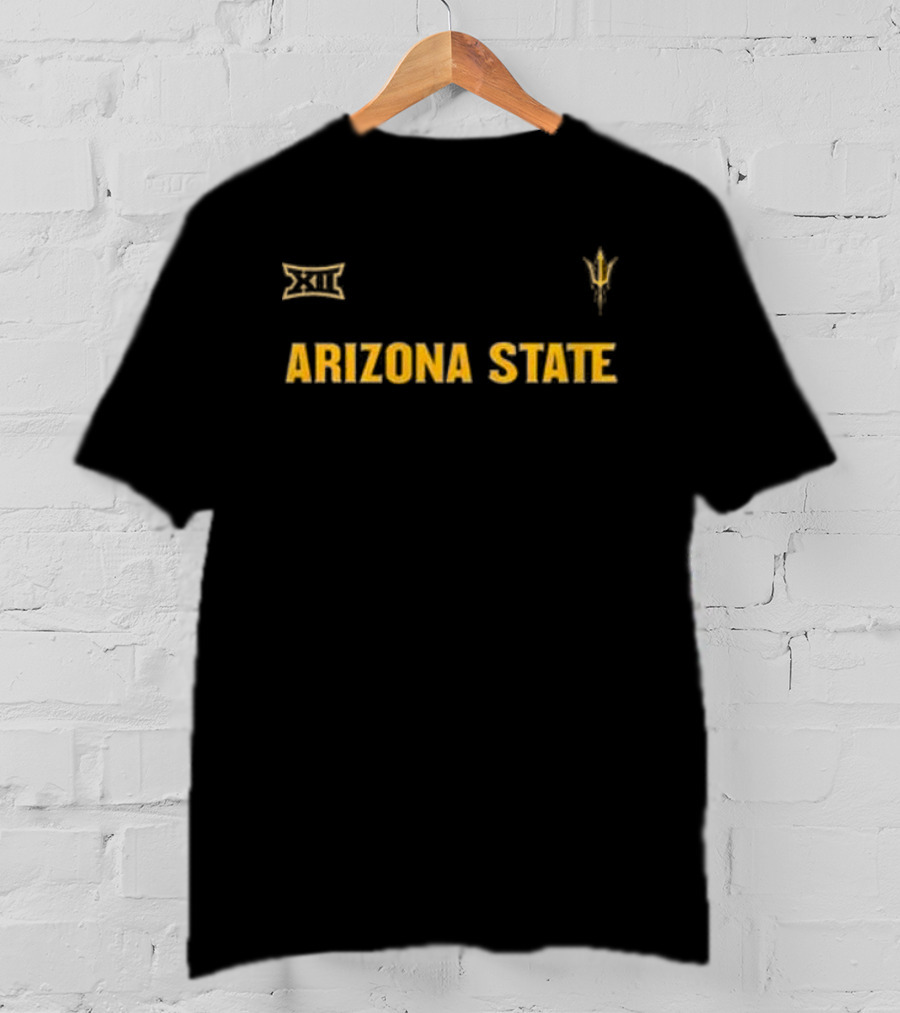 Arizona State Sun Devils Dark Mode 2026 Black Big 12 Trademark Fork T-Shirt