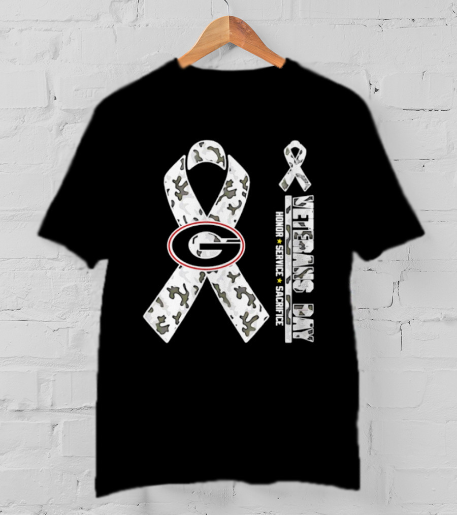 Georgia Bulldogs NCAA Football Veterans Day Honor Service Sacrifice Ribbon 2026 T-Shirt