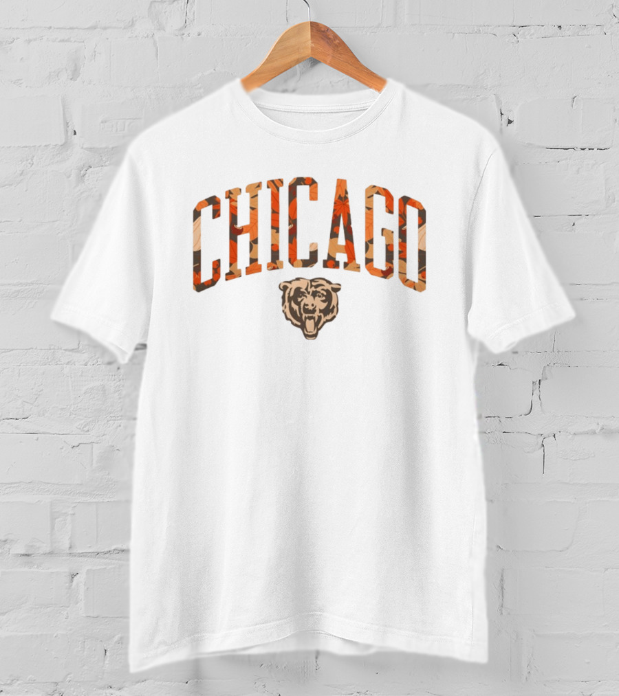 Chicago Bears Autumn Leaves Wordmark Halloween Football 2026 T-Shirt