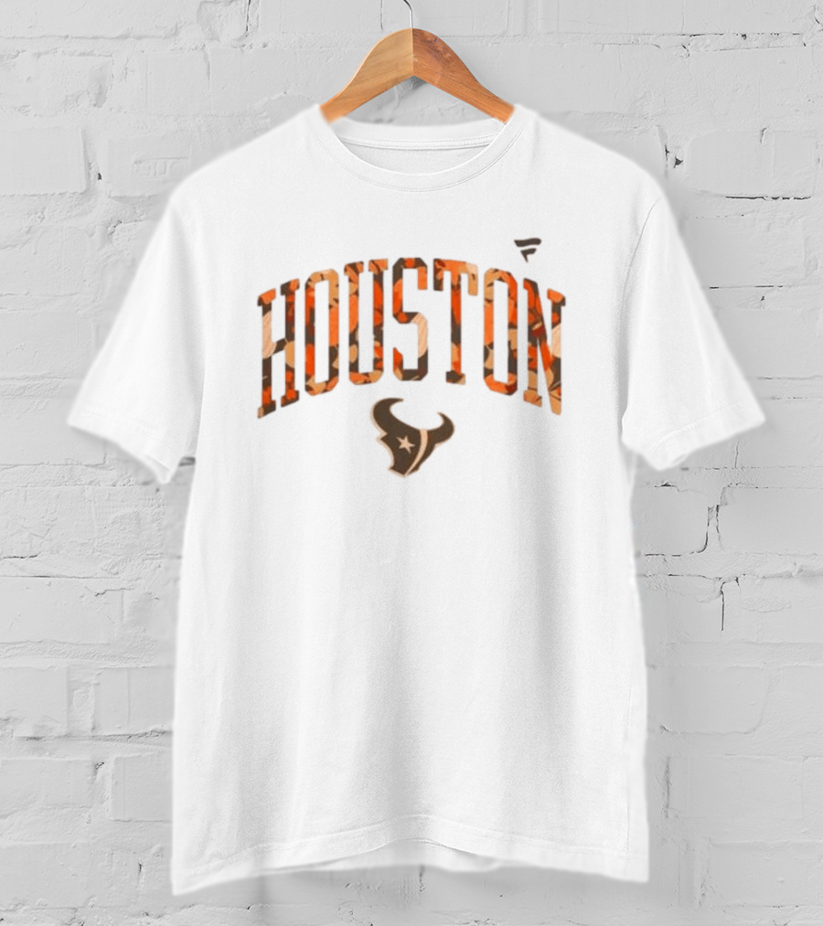 Houston Texans Fall Wordmark Autumn Leaves T-Shirt