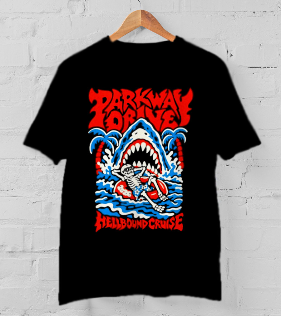 Parkway Drive Hellbound Cruise 2026 Metalcore Shark Palm Trees T-Shirt