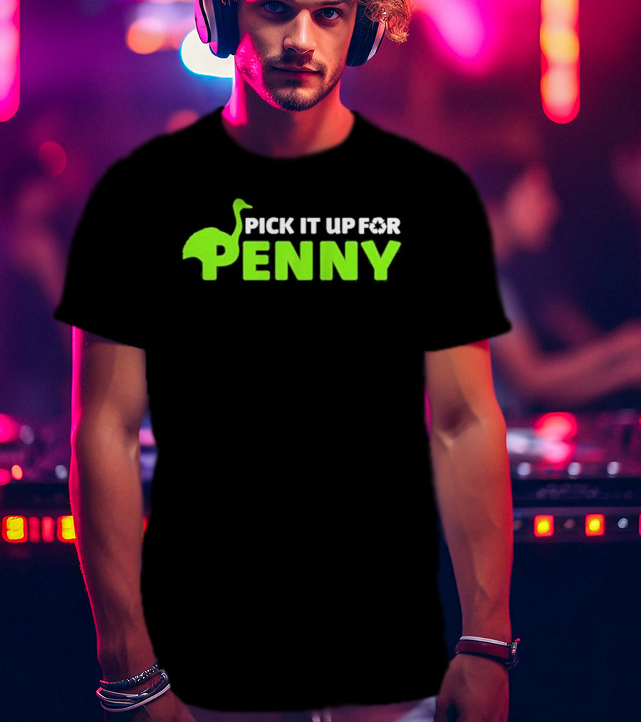Pick It Up For Penny Emu Silhouette Neon Green T-Shirt