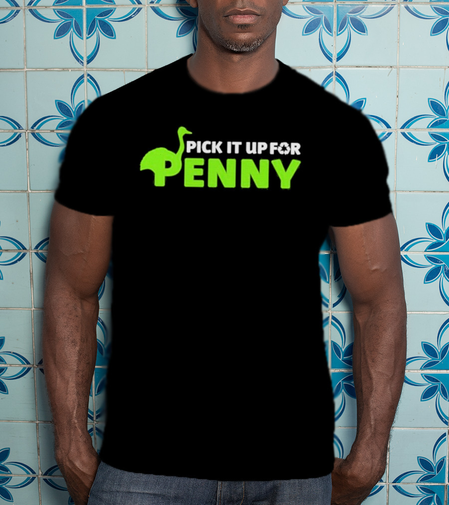 Pick It Up For Penny Emu Silhouette Neon Green T-Shirt