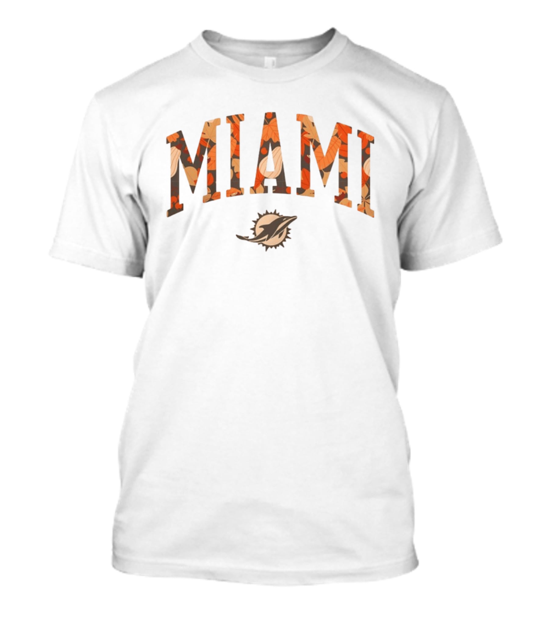 Miami Dolphins Fall Leaves Wordmark Football Halloween 2026 T-Shirt