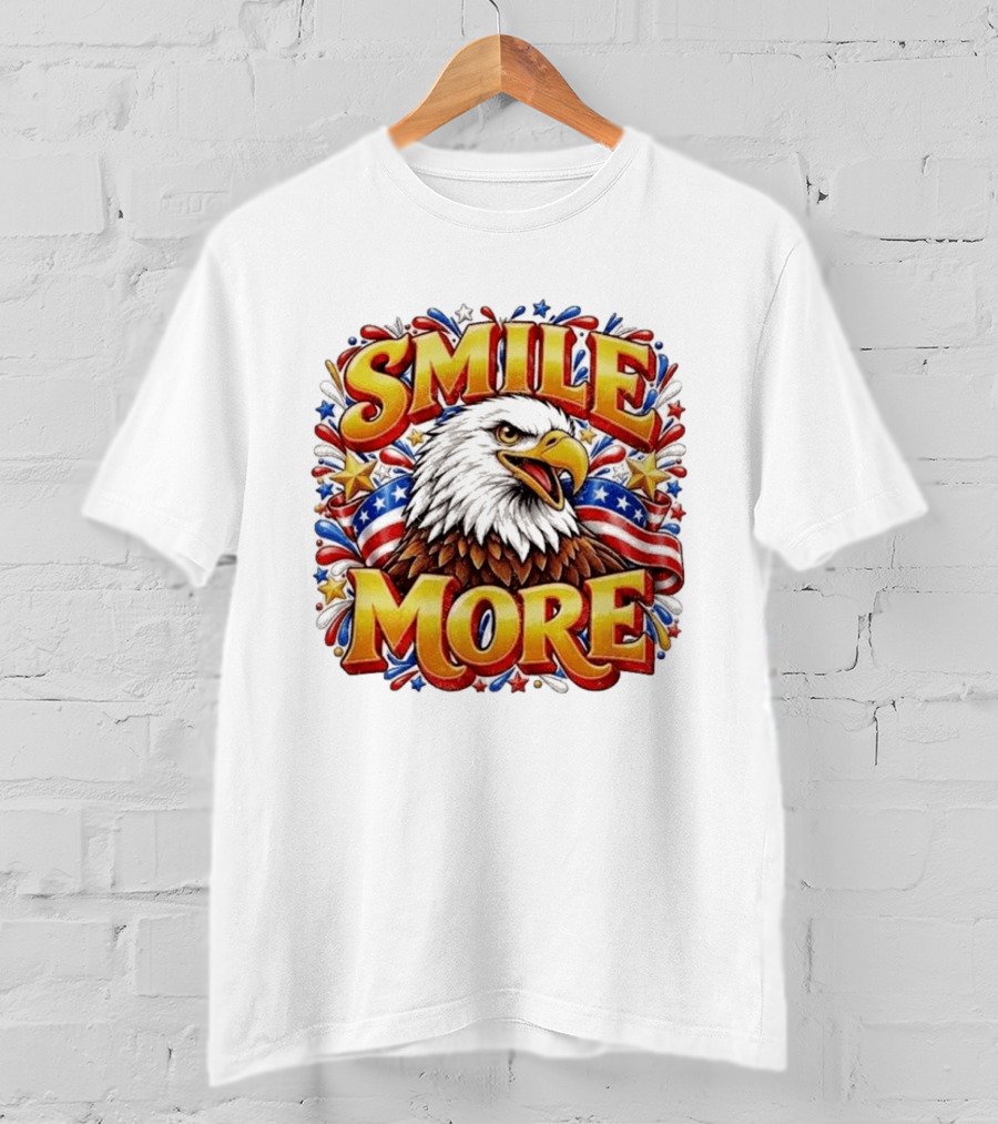 Smile More American Eagle Patriotic Stars And Stripes T-Shirt