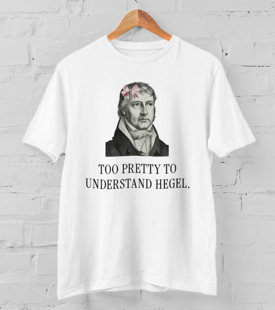 Too Pretty To Understand Hegel Pink Bow Philosopher T-Shirt