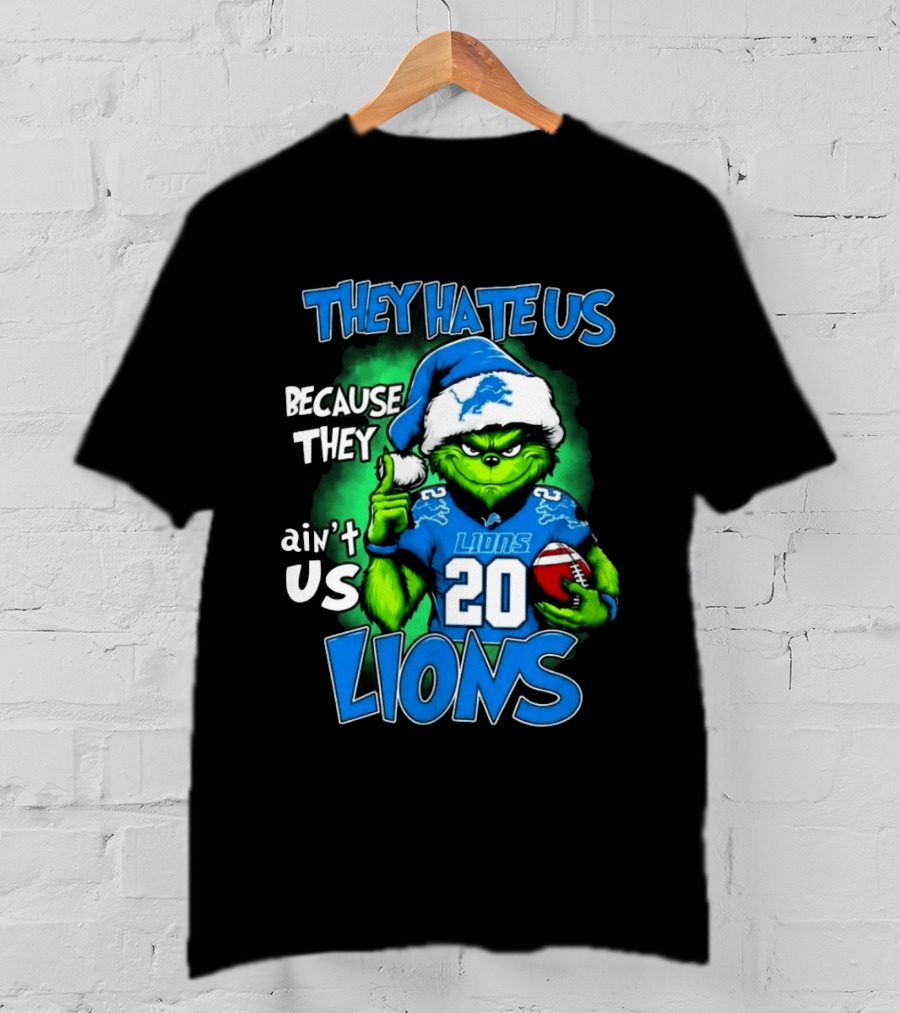 They Hate Us Because They Ain't Us Lions Grinch Christmas 20 Football T-Shirt