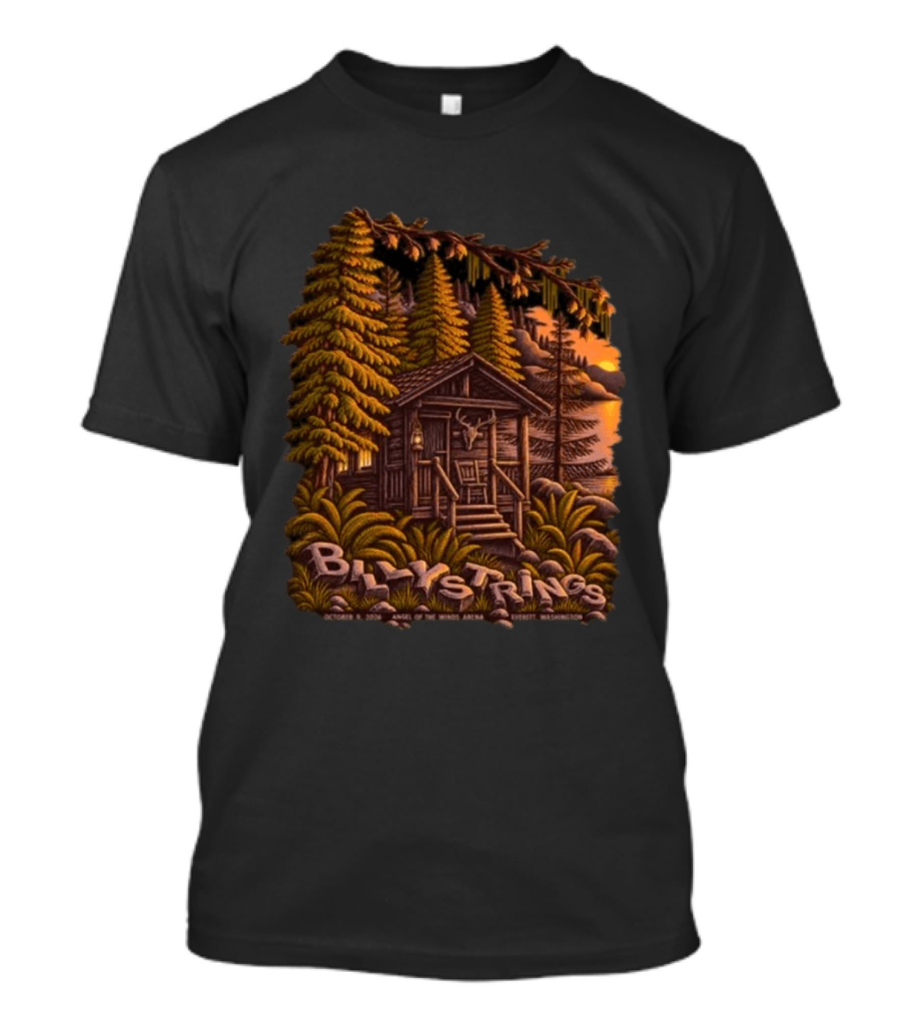 Billy Strings October 09 2026 Angel Of The Winds Arena Everett Washington Cabin In Forest T-Shirt