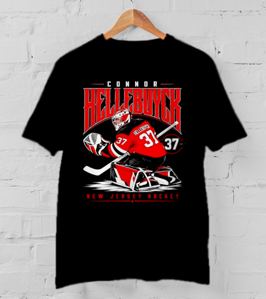 Connor Hellebuyck 37 New Jersey Hockey Glove Hand T-Shirt