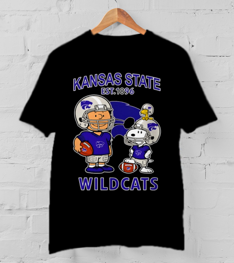 Kansas State Wildcats Snoopy Charlie Brown Football Est 1896 T-Shirt