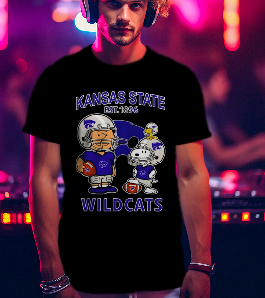 Kansas State Wildcats Snoopy Charlie Brown Football Est 1896 T-Shirt