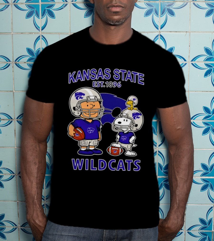 Kansas State Wildcats Snoopy Charlie Brown Football Est 1896 T-Shirt