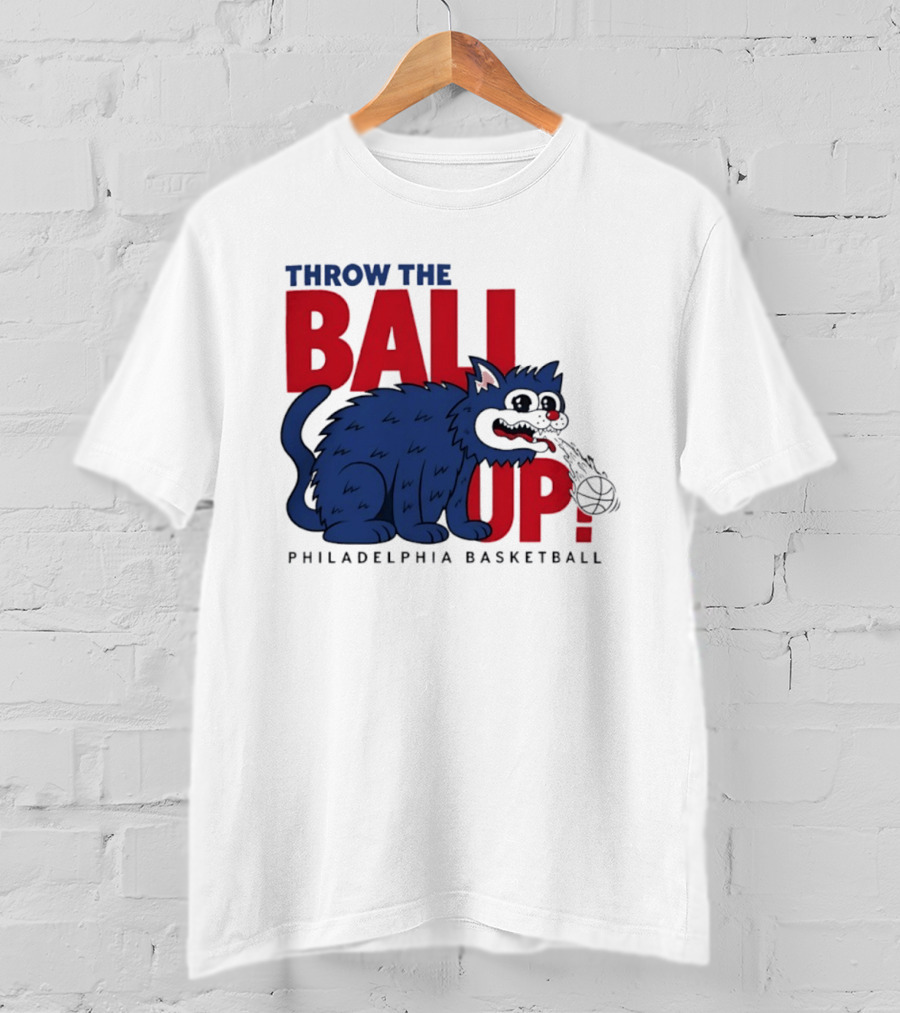 Philadelphia Basketball Throw The Ball Up Cat T-Shirt