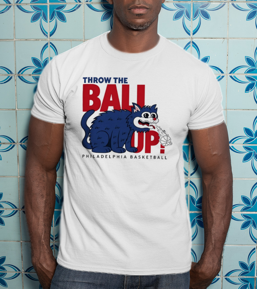 Philadelphia Basketball Throw The Ball Up Cat T-Shirt