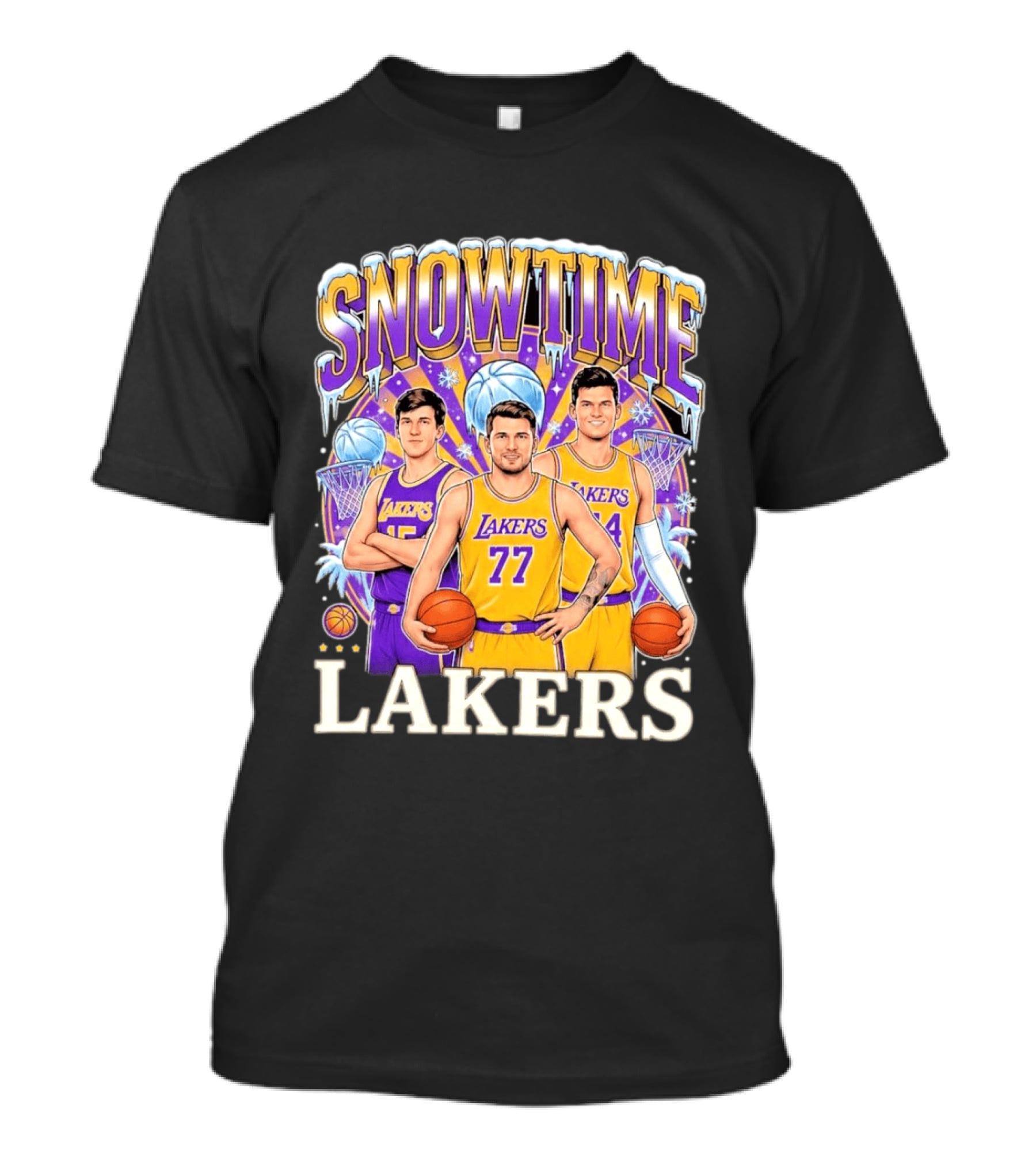 Snowtime Los Angeles Lakers Luka Doncic 77 Basketball Fan T-Shirt