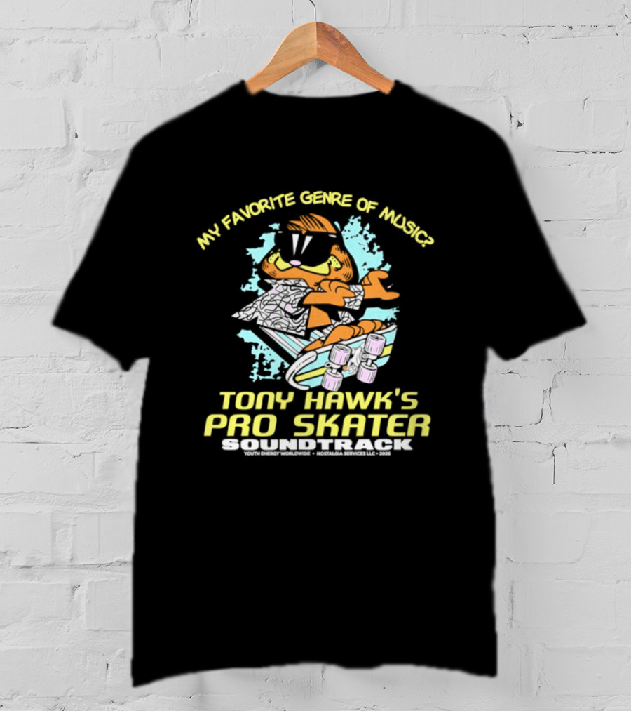 My Favorite Genre Of Music Tony Hawk's Pro Skater Soundtrack Cartoon Bird Skateboard T-Shirt
