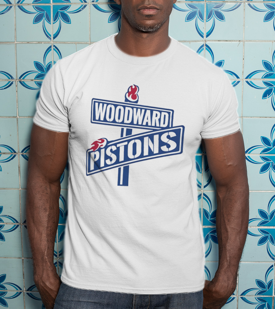 Woodward Pistons Detroit Basketball Team Wordmark T-Shirt