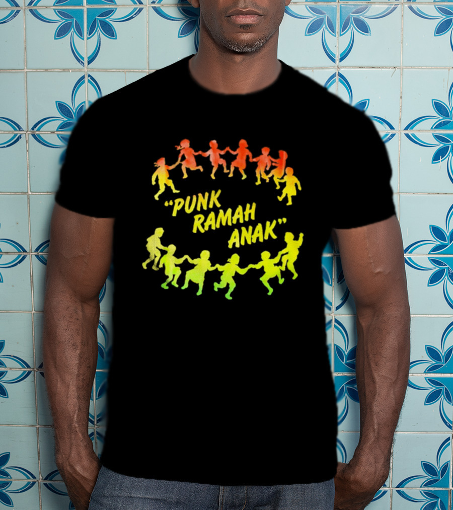 Punk Ramah Anak Rainbow Children Dancing Circle T-Shirt
