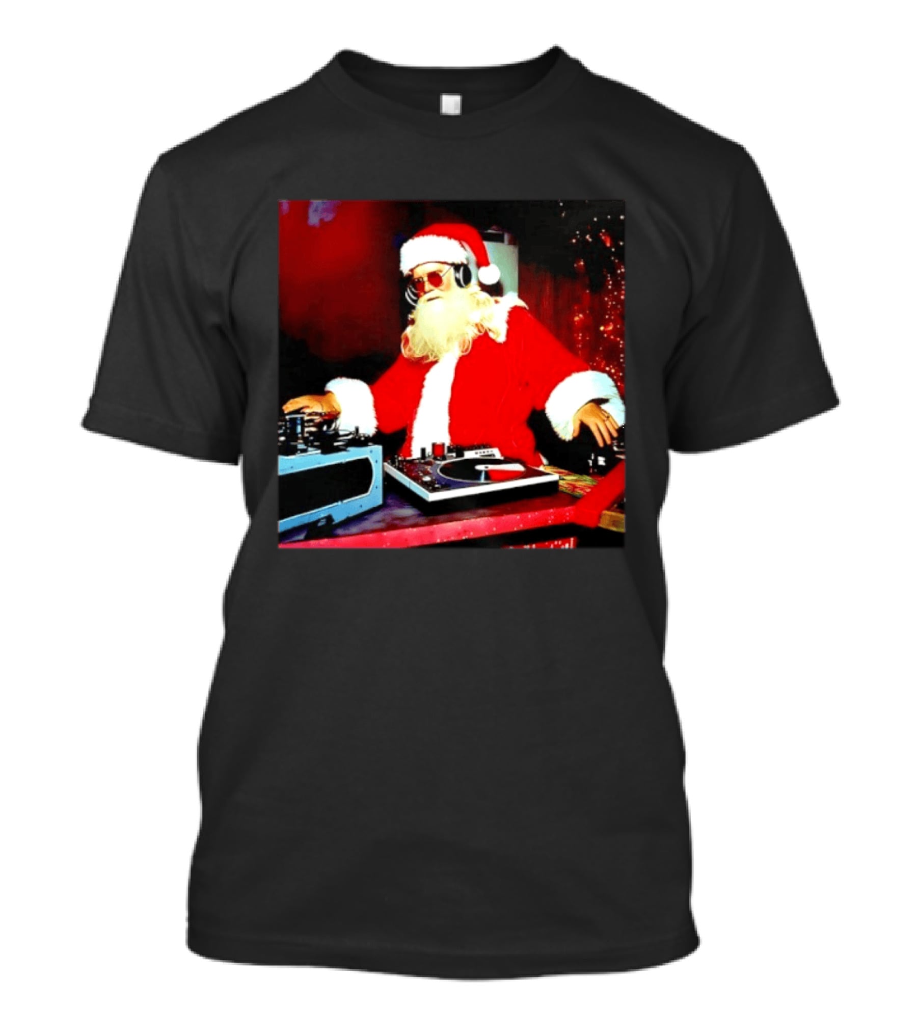 Santa Claus DJ Christmas 2026 Music Holiday Turntable Festive Party T-Shirt