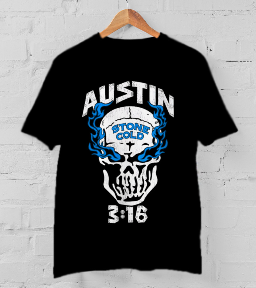 Stone Cold Austin Skull 3 16 WWE Wrestling T-Shirt