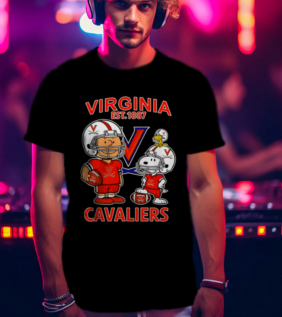 Virginia Cavaliers Snoopy And Charlie Brown Football EST 1887 T-Shirt