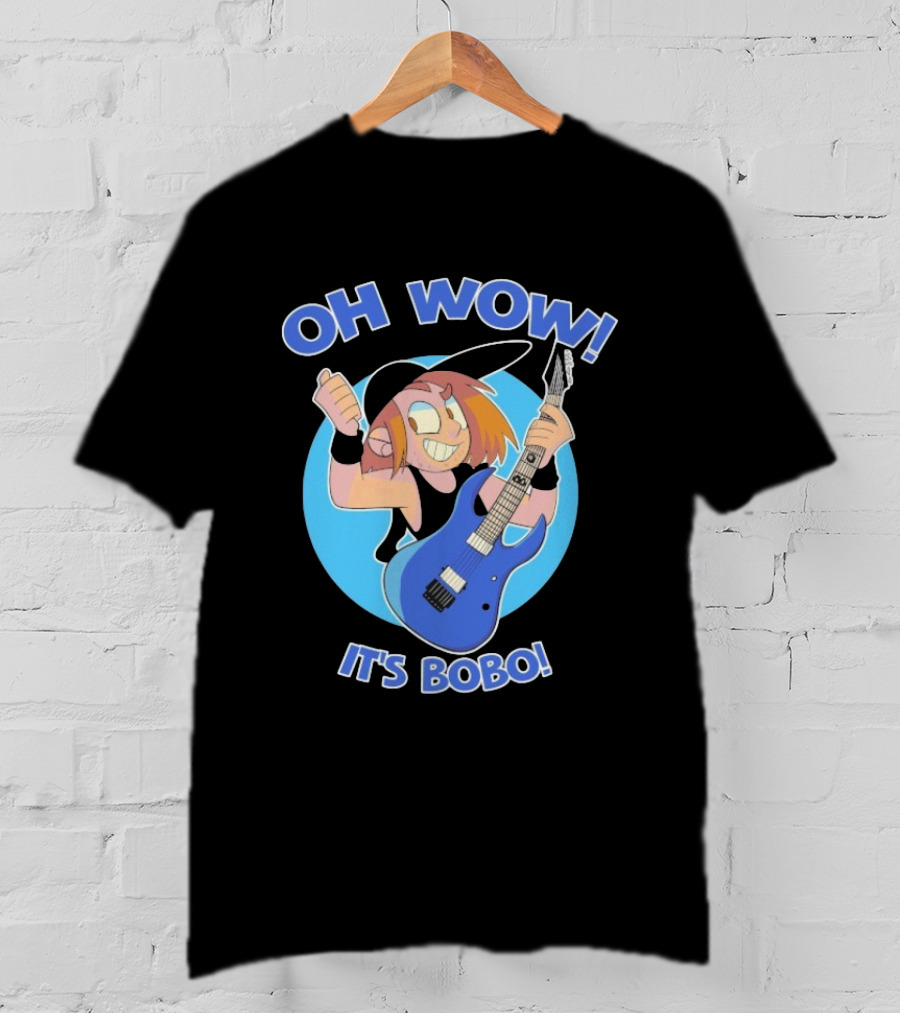 Oh Wow It's Bobo Alestorm Cartoon Character With Electric Guitar T-Shirt