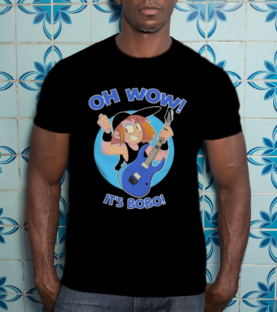 Oh Wow It's Bobo Alestorm Cartoon Character With Electric Guitar T-Shirt