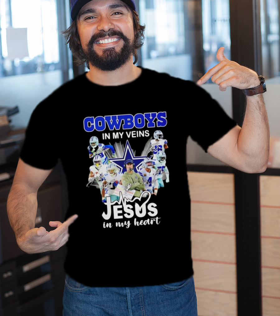 Cowboys In My Veins Jesus In My Heart Dallas Football Team Players Star T-Shirt