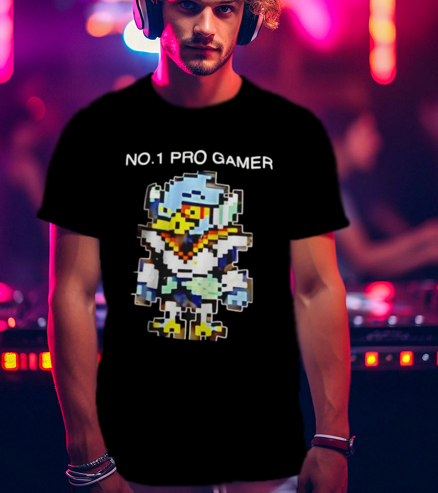 NO.1 PRO GAMER Pixelated Berdly Character Retro Game Style T-Shirt