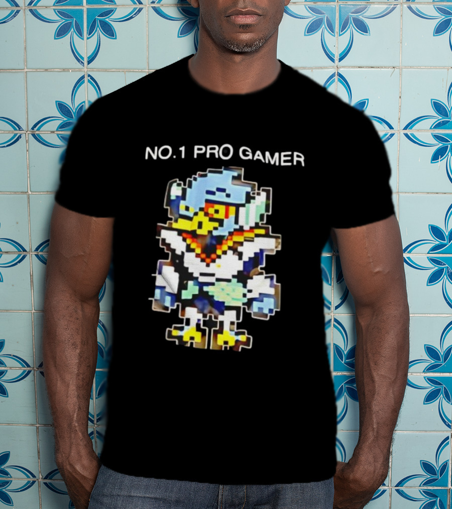 NO.1 PRO GAMER Pixelated Berdly Character Retro Game Style T-Shirt