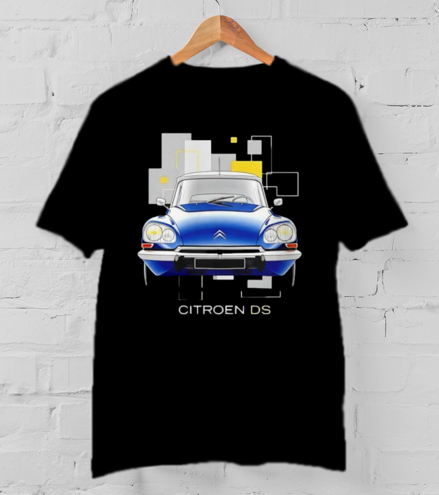 Citroën DS Classic Car Blue Front View Vintage Design T-Shirt
