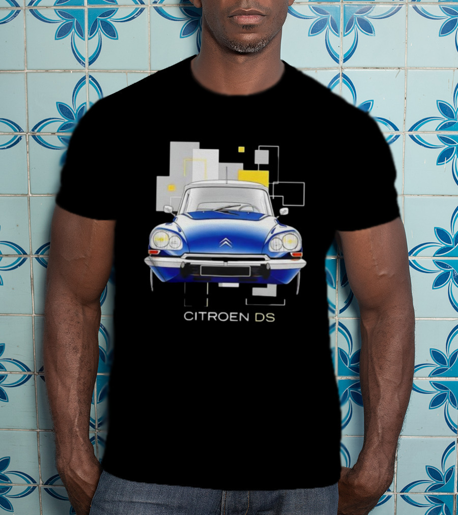 Citroën DS Classic Car Blue Front View Vintage Design T-Shirt