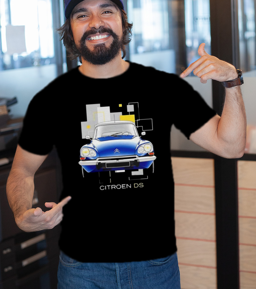 Citroën DS Classic Car Blue Front View Vintage Design T-Shirt