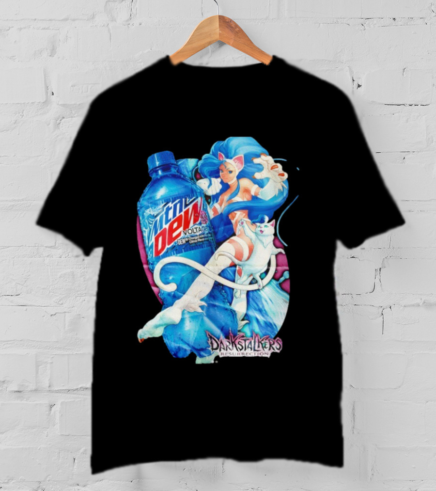 Darkstalkers Resurrection Felicia Mtn Dew Voltage Collaboration T-Shirt