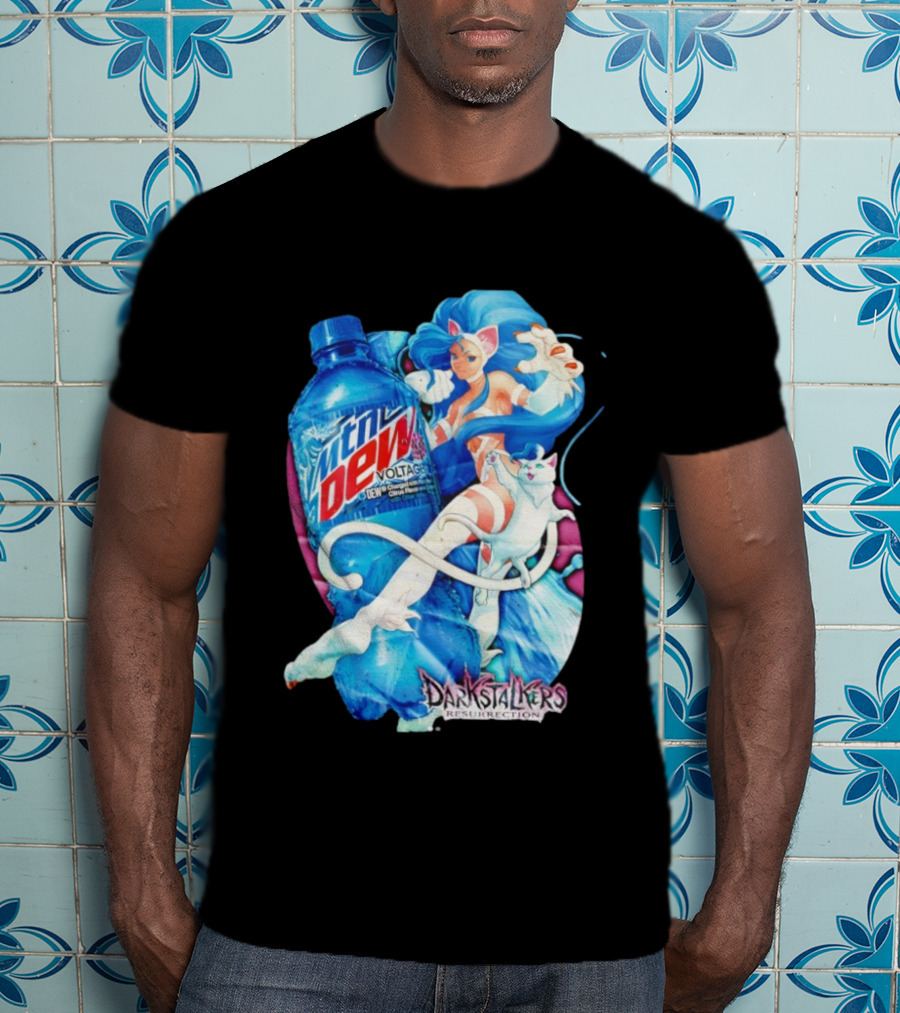 Darkstalkers Resurrection Felicia Mtn Dew Voltage Collaboration T-Shirt