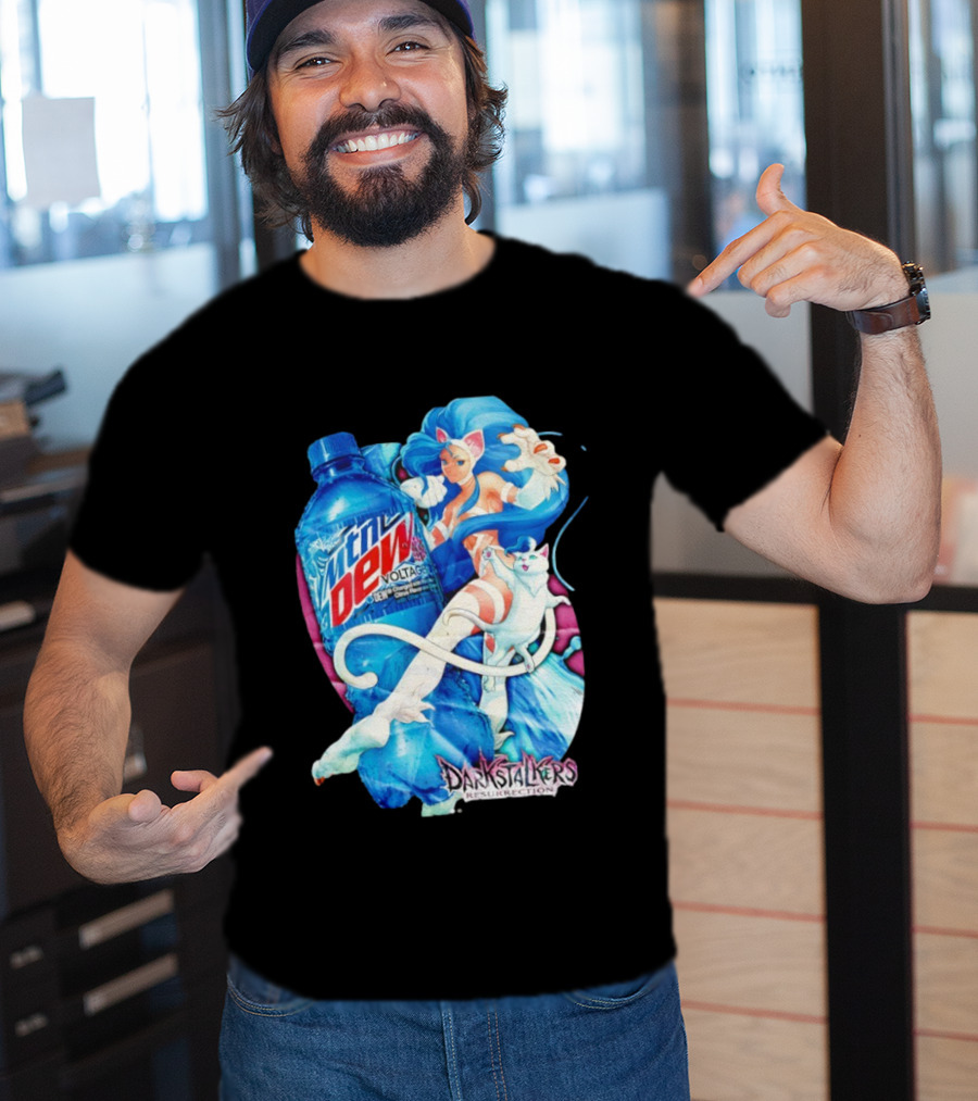 Darkstalkers Resurrection Felicia Mtn Dew Voltage Collaboration T-Shirt