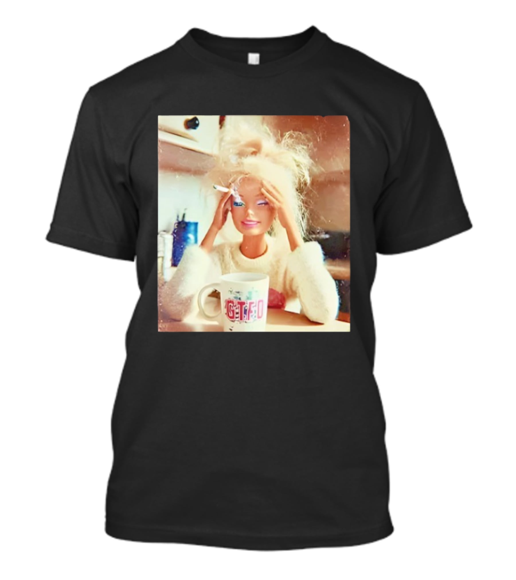 Distressed Doll Face Meme GTFO Coffee Cup T-Shirt