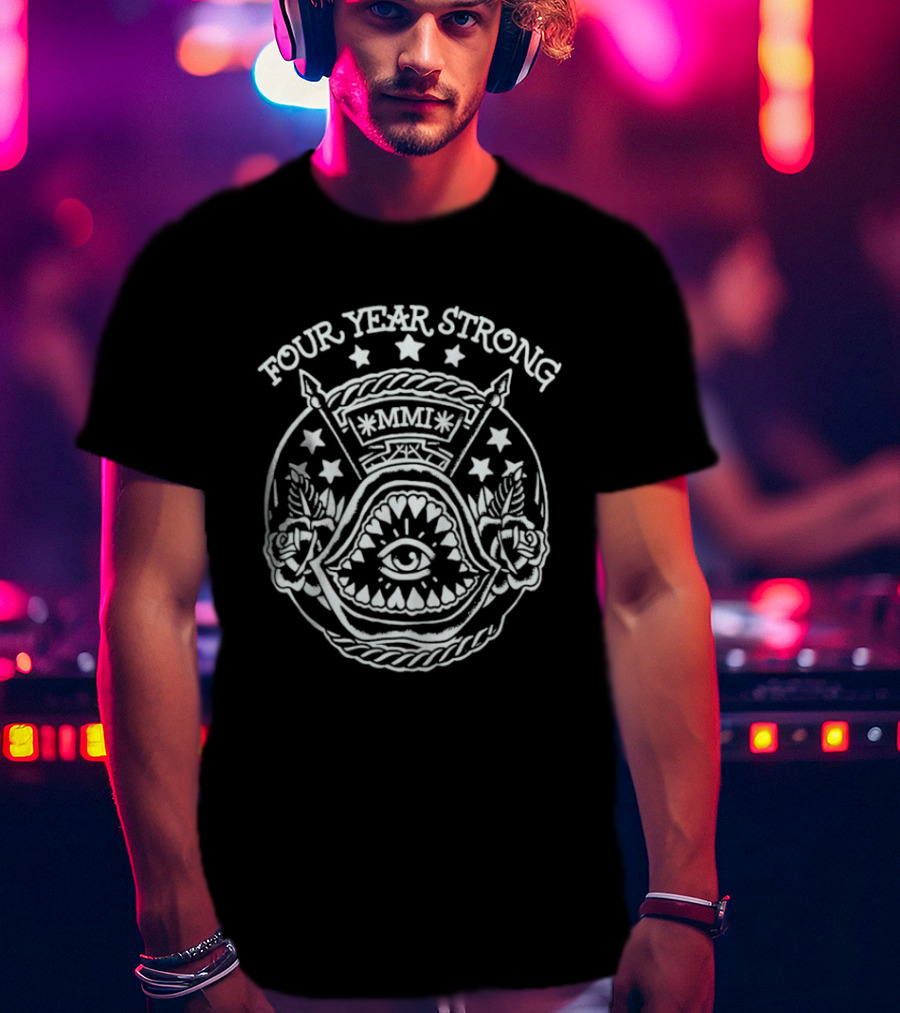 Four Year Strong MMI Shark Teeth Star Banner T-Shirt