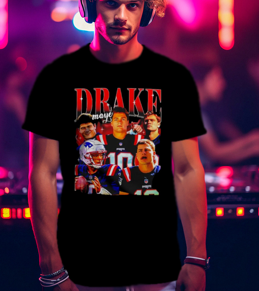 Drake Maye Patriots Vintage 90s Quarterback NFL Football T-Shirt